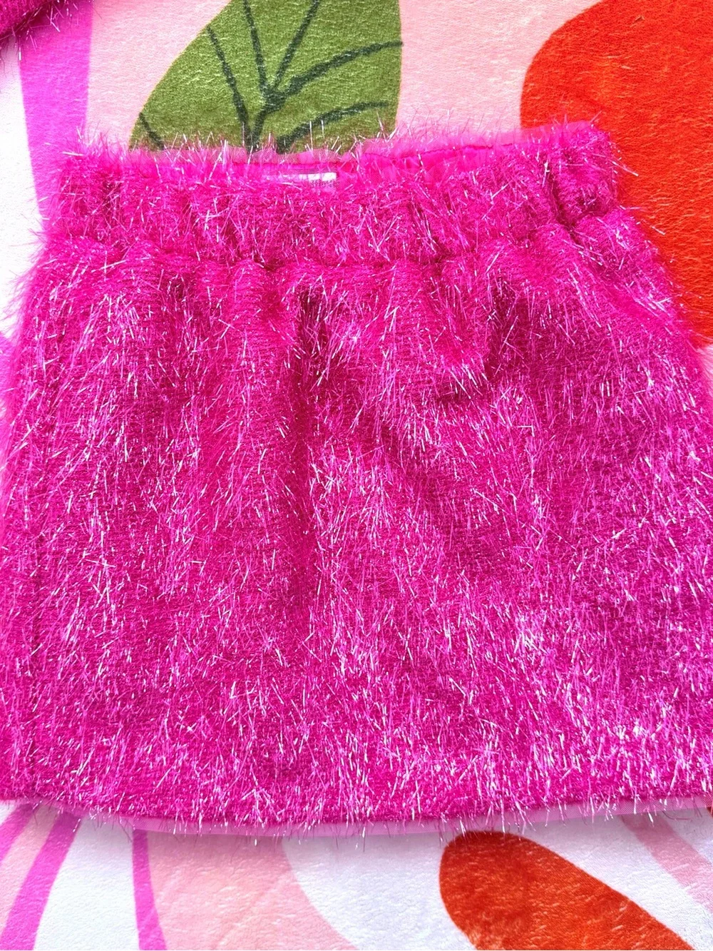Girls' hot pink tinsel skirt set